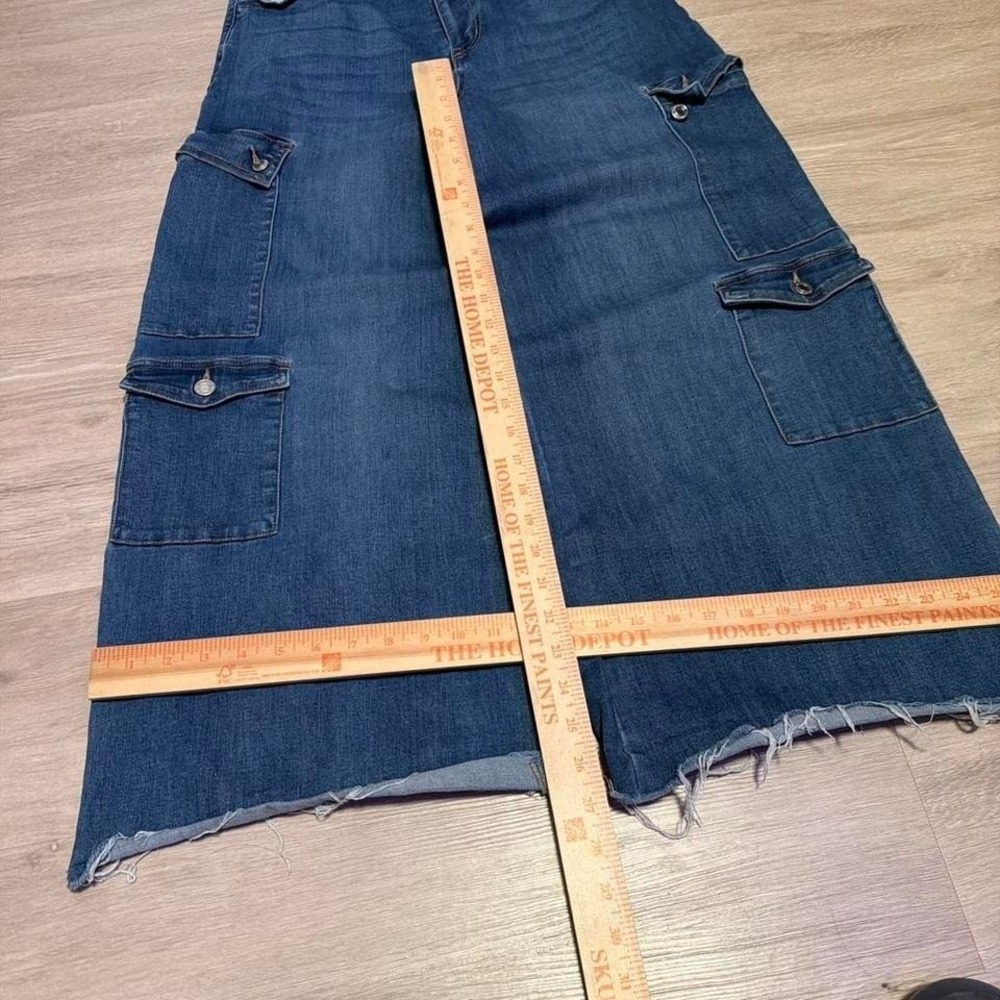 28W Blue Baggy Wide Leg Cargo Denim Jeans Y2K Vintage 2000s Style - Picture 2 of 6